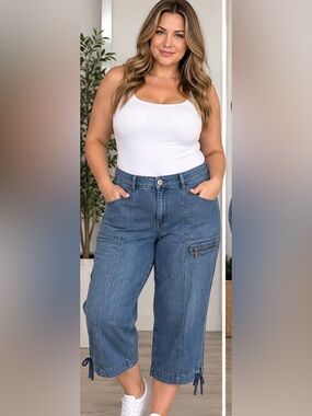 24” w High Rise Utility Jeans in Blue Like New